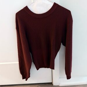 Burgundy Ribbed Knit Sweater